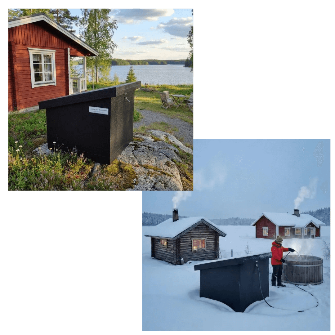 Laavu koppi kesä ja talvi